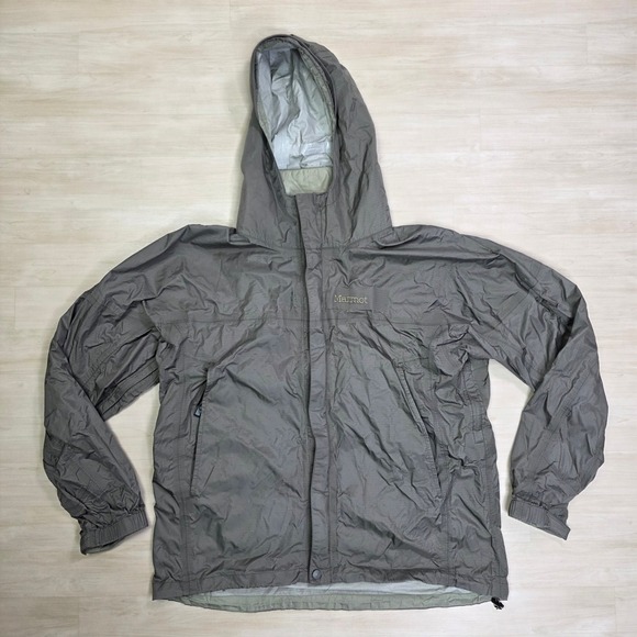 Marmot Precip Eco Waterproof Rain Jacket Coat Outdoors Hiking Men's Large Gray